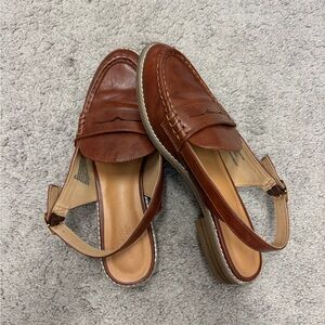Elegant Brown Leather Slingback Loafers